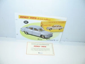 1 Card + Cert. Dinky Toys Atlas Repro Ref 547 2, Panhard PL17 Mauve - Picture 1 of 1