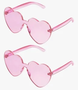 2 Pack Heart Rimless Pink Girls Sunglasses - Picture 1 of 4