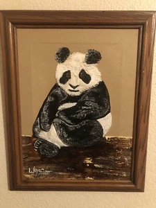 Rare Frank Walcutt Panda Oil Painting Signed Original W COA 11.5x15.5” - Picture 1 of 6