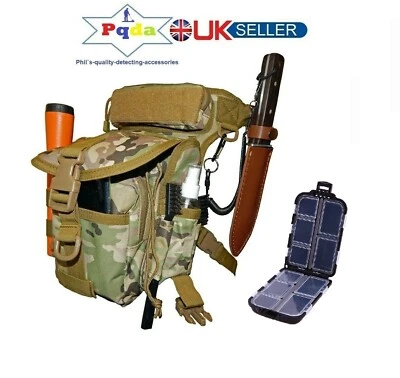 PQDA Metal Detecting Detector Waist & Leg Finds Pouch Bag Latest Model +Finds Box NEW