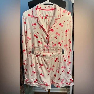 Women's Pink & Red Cherries Pajama Set - Picture 1 of 6
