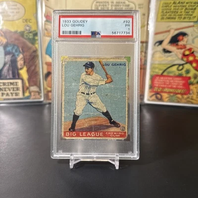 1933 Goudey #92 Lou Gehrig RC Rookie Card New York Yankees Baseball HOF PSA 1 PR - Image 1 of 4