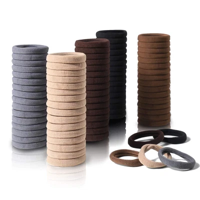 100 Pcs Thick Seamless Brown Hair Ties, Ponytail Holders Hair Accessories No Dam - Image 1 of 4