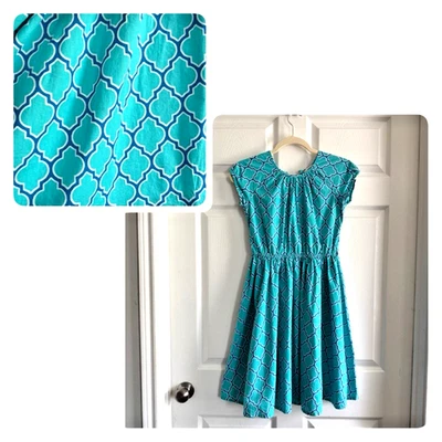 Vestido Lands End Niños Algodón Niña 10 L Azul Giratorio Ajuste Acampanado Midi Iglesia Modesto Foto 1 de 4