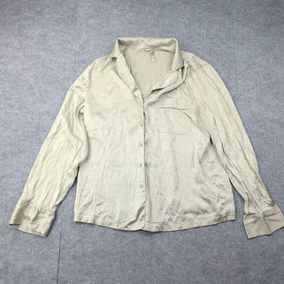 Skims Silk Pajama Top Womens Medium Sage Green Natural Fiber Luxury Lightweight - Image 1 of 4