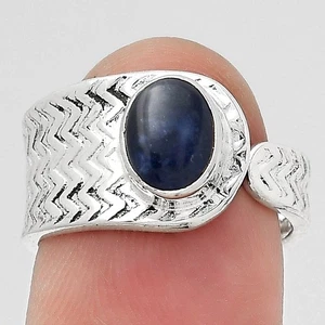 Adjustable - Natural Sodalite 925 Sterling Silver Ring s.6.5 Jewelry R-1381 - Picture 1 of 5
