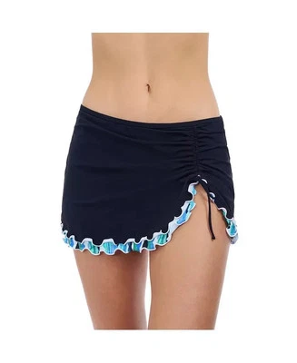 $88 Profile by Gottex Women's Bachata Solid Swimsuit Skirt Bottom Blue 8 ejl0325 - Image 1 of 2