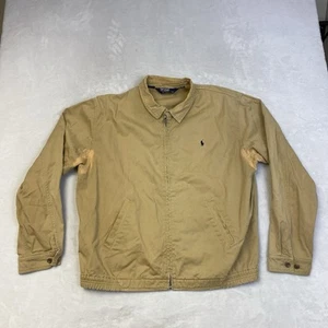 Polo Ralph Lauren Jacket Men's XL Beige Bifold Harrington Bomber STAINS - Picture 1 of 9