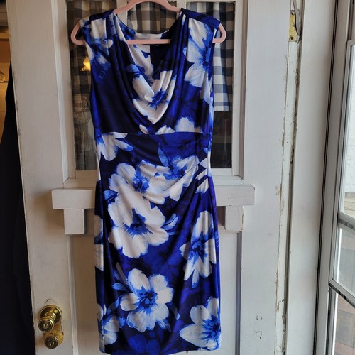 VETEMENTS Abito pullover donna Lauren Ralph Lauren blu bianco floreale senza maniche taglia 8