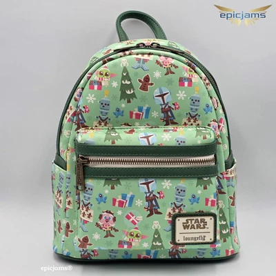 Loungefly Star Wars мандалорский Чиби праздники мини рюкзак новый - Изображение 1 из 4
