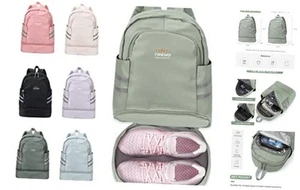 Gym Backpack For Women Waterproof Backpack With Shoe Compartment Light Green - Picture 1 of 7