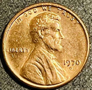 1970 D Lincoln Cent No FG - Floating Roof Error Coin - Picture 1 of 5