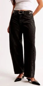 Abercrombie The Barrel Jean 34 Long Dark Wash High Rise Relaxed Leg NWT $90 - Picture 1 of 9