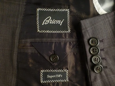 Traje Brioni 52R/42R W34 Super150 Cuadros Excelente Estado PALATINO Marrón Foto 1 de 4