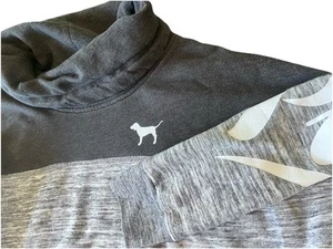 PINK Victoria's Secret Women Sweatshirt Large Gray Cowl Neck Drawstring Pullover - Picture 1 of 15