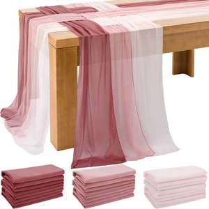 12 Stck. Chiffon Tischläufer 10 Fuß, 15 x 120 Zoll Transparent Hochzeit Dekorationen Ro... - Bild 1 von 7
