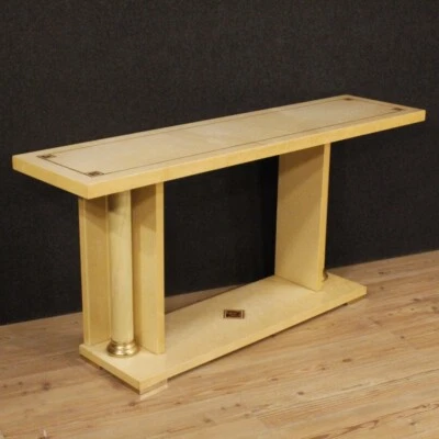 Consola Mueble Italiano Madera Latón Estilo Antiguo Salón Mesa Incrustación 900 Foto 1 de 4