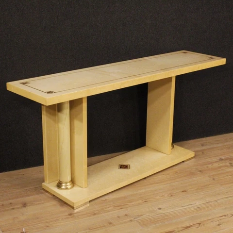 Console Italian furniture wood brass antique style living room table inlay 900 Cover