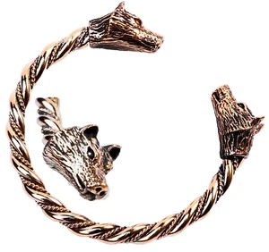 BRONZE Wikinger Armreif Gr.L Wolfarmreif Odins Wölfe  Wolf Wolfskopf Zier - Bild 1 von 4