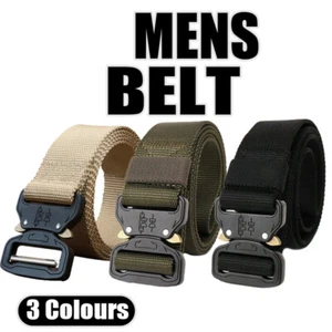 1x Web Strap Mens Canvas Outdoor Tactical Belt Heavy Duty Army Waist Waistband - Picture 1 of 11