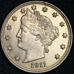 1911 Liberty V Nickel CHOICE BU FREE SHIPPING E209 AFM - Picture 1 of 2