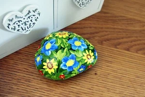 Hand-painted Stone Keepsake Unique Gift "Cottage Garden #30" by Judith Rowe - Picture 1 of 5