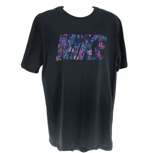 Nike Floral Graphic Tee Size Large Regular Fit Gray Tropical Spell out - Picture 1 of 5