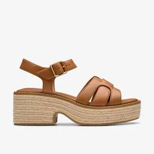 CLARKS - SANDALO DONNA IN PELLE CUOIO E FONDO IN CORDA COLEDALE STRAP - Imagen 1 de 6