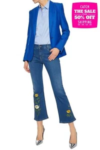 RRP €560 STELLA McCARTNEY Flared Jeans W27 Cropped Embroidered Made in Italy - Picture 1 of 4