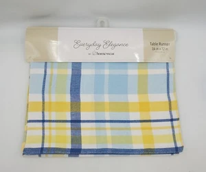Homewear Runner da Tavolo Eleganza Everyday Peostra Plaid Blu Giallo 14"x72" Primavera - Foto 1 di 4