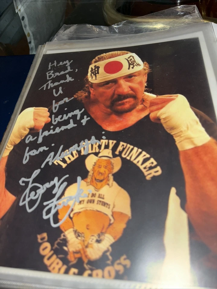 Foto brillante firmada por Terry Funk luchador WWF WWE 8x10 con inscripción Foto 1 de 1