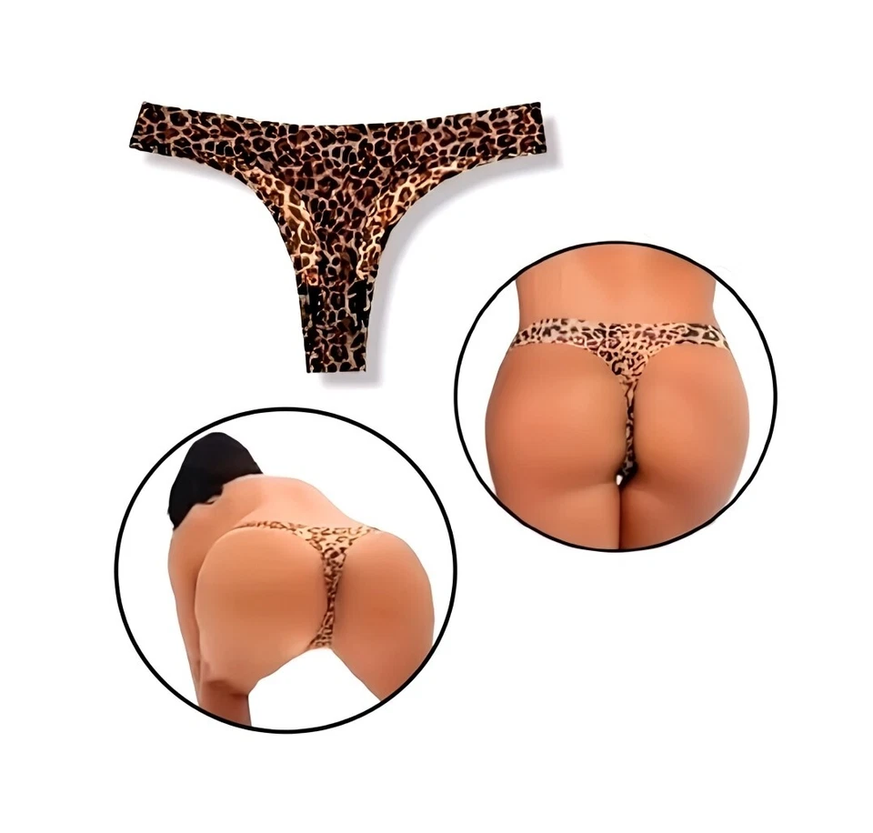 Damen String Tigermuster Unterhose Tanga Slip Braun Beige Einheitsgröße Dehnbar - Bild 1 von 3