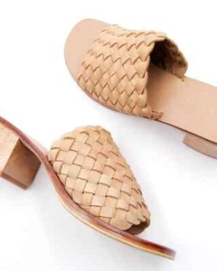 LIBERTE Santorini Leather Woven Block Heel Sandals In Cream US Size 5, 10, 11 n - Picture 1 of 5