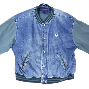 Vintage Swingster Texaco Denim Bomber Jacket Men XXL Snap Varsity Retro Workwear - Picture 1 of 10