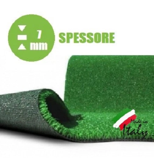 Prato Sintetico Erba Finta Artificiale Calpestabile 7 mm Tappeto Verde Italfrom