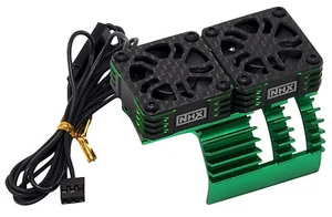 NHX RC 1/8 Twin Cyclone Alum HV Cooling Fans wCover 28000RPM Motor Heatsink Gren - Picture 1 of 6