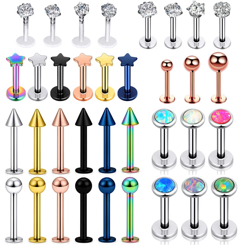 Estilo Mixto Acero Quirúrgico Labret Labio Anillo Perno Tragus Cartílago Hélice Pendiente 16g Foto 1 de 1