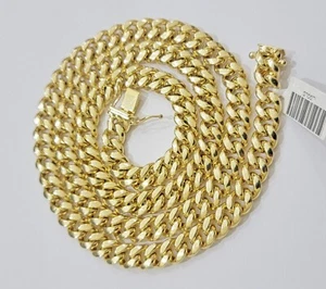 Miami Cuban Link Chain 18 Inch Necklace REAL 10k Yellow Gold 8mm Mens Women 10KT - Picture 1 of 8