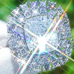 ENORME ANILLO DE COMPROMISO SOLITARIO DIAMANTE NATURAL DE 18K 12,51CT PATRIMONIO cóctel - Imagen 1 de 9