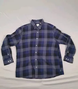 Camisa ROWM Para Hombre XL Botón 100% Algodón Manga Larga Franela Azul Cuadros - Imagen 1 de 10