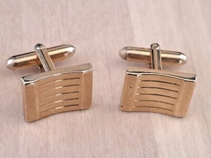 Simple Rectangle Embossed Gold Tone Quality SWANK Vintage Cuff Links plain - Picture 1 of 10