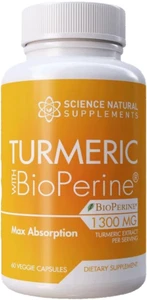 Lot of 3 - Science Natural Supplements Turmeric w/ BioPerine 1300mg 180 Capsules - Picture 1 of 4