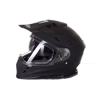 VIPER MOTOCROSS CASCO INTEGRALE DUAL SPORT FUORISTRADA NERO OPACO DOPPIA VISIERA - Immagine 1 di 4