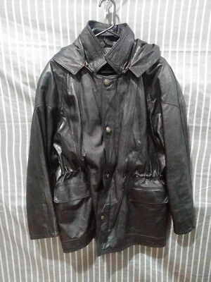 Chaqueta de cuero para mujer VERA PELLE Creazione Artigiana ITALIA talla 50 M con capucha Foto 1 de 4