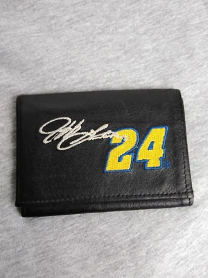 Cartera de cuero NASCAR 1998 triple pliegue JG Motorsports bordada con firma #24 Foto 1 de 4