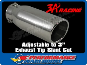 Exhaust Tip Slant Cut T-304 St Steel 4" Round 11" Long Adjustable to 3" - Picture 1 of 2
