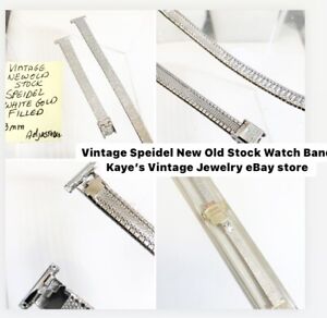 Vintage New Old Stock Speidel White Gold Filled Watch Band 13mm Adjustable Lnth