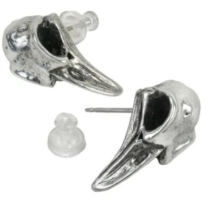 Alchemy Gothic Rabeschadel Earrings Pair Raven Skulls Surg Steel Posts E359 NWT - Picture 1 of 4