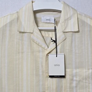 $100 Onia Mens Stretch Linen Utility Camp Shirt Sz Sm Pocket Button Short Sleeve - Picture 1 of 19