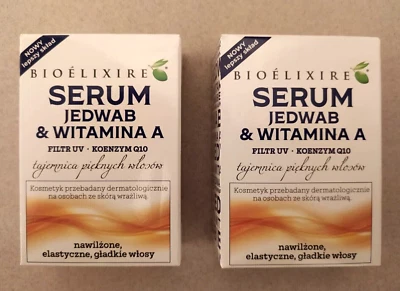 2 X Bioelixire Hair Serum Silk & Vit A & Q 10 Smoothing Regenerating 2 X 20 ML